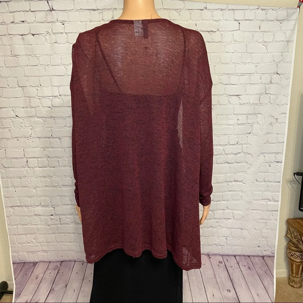 H & M Light maroon draped open front sweater size small boho